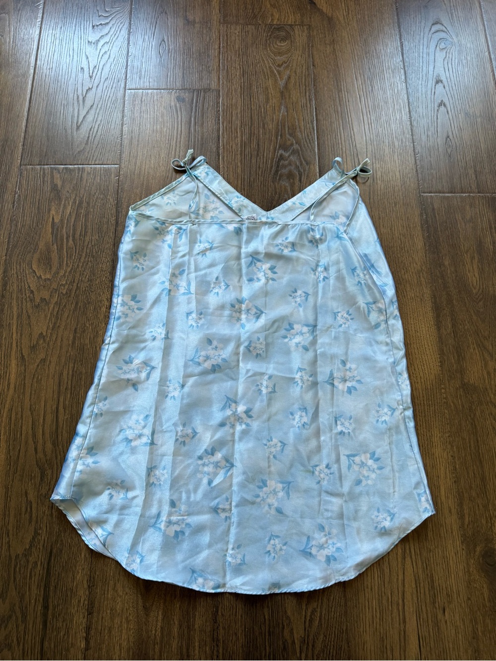 Light Blue Floral Satin Slip Dress - Women's Intimates - Picture 3 of 3